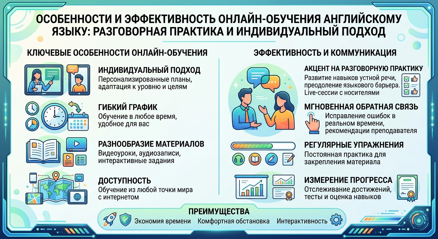 Особенности и эффективность онлайн-обучения английскому языку с акцентом на разговорную практику и индивидуальный подход