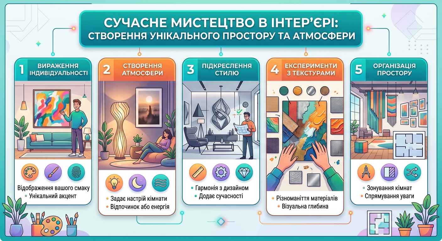 Сучасне мистецтво в інтер’єрі: створення унікального простору та атмосфери