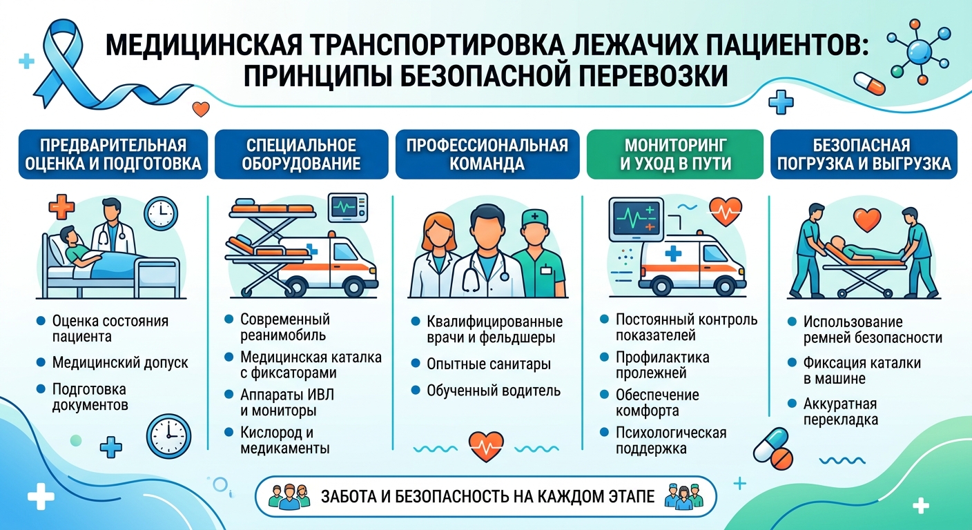 Медицинская транспортировка лежачих пациентов: принципы безопасной перевозки