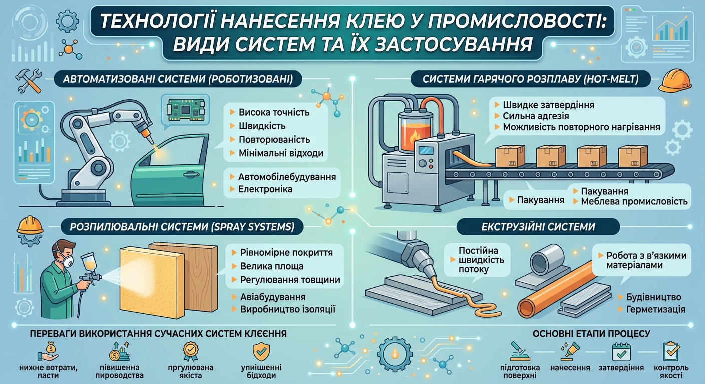 Технології нанесення клею у промисловості: види систем та їх застосування