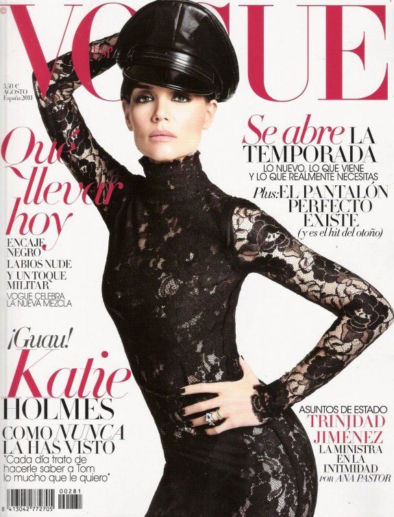 Кэти Холмс в испанском Vogue: кружева, фуражка, маска….