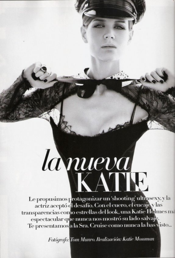 Кэти Холмс в испанском Vogue: кружева, фуражка, маска….