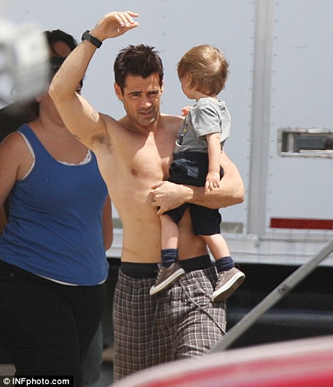 Колин Фаррелл привел сына на съемки фильма «Вспомнить все»