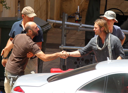 Брэд Питт на съемках «Мировая война Z» на Мальте